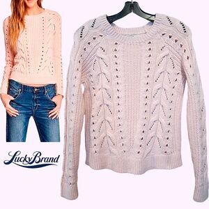 Lucky Brand NEW Cable Knit Crew Neck Sweater Top S
